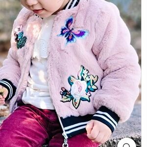 Truly Me! Little girls faux fur pink bomber jacket! Size 3
